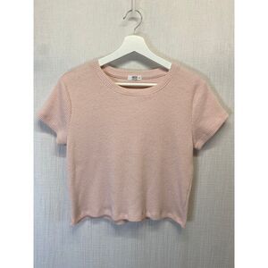 Ardene Blouse Women's Size L Pink Short Sleeve Round Neck Casual
